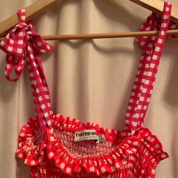 Twisted Wunder London dress. Red/white checkered with pink/white straps. Size 12 - Picture 2 of 4